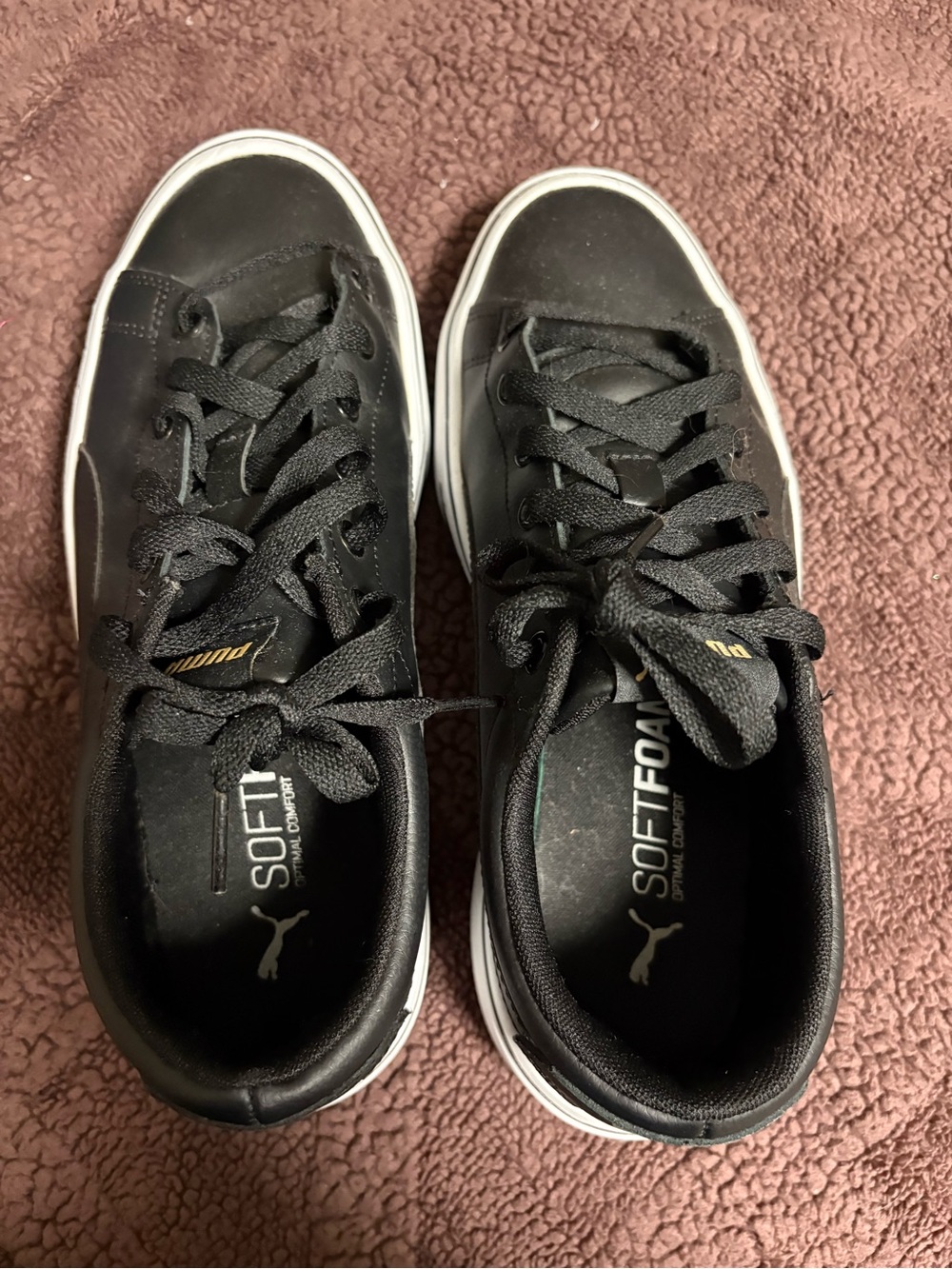 Puma Black Women's Lace-Up SoftFoam Sneakers with White Trim